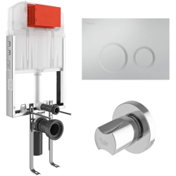 Kale Triton 2,5/4L Duvar İçi Gömme Rezervuar + Corro Parlak Krom Panel + V100 Ankastre Stop Valf