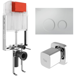 Kale Triton 2,5/4L Duvar İçi Gömme Rezervuar + Corro Parlak Krom Panel + V200 Ankastre Stop Valf