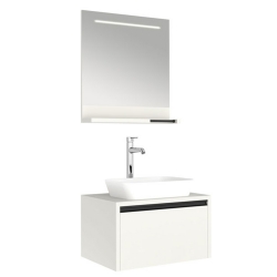 Kale Vista 80 Cm (Lavabo Dolabı+Ayna+Etajer) Mat Beyaz (Lavabo Hariç) Banyo Dolabı Takımı
