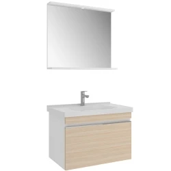 Kale Woody 80 Cm Beyaz-Krem Meşe Banyo Dolabı Takımı