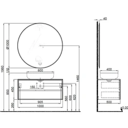 Kale Zero 2.0 100 Cm Antrasit-Ceviz Banyo Dolabı Takımı