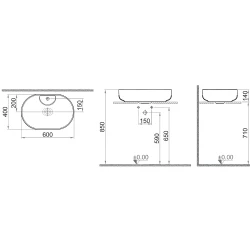 Kale Zero 2.0 60x40 Cm Ada Armatür Bantlı Siyah Oval Çanak Lavabo Hemen Al