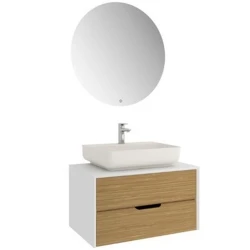 Kale Zero 2.0 80 Cm Beyaz Meşe Banyo Dolabı (Dörtgen Mat İnci Armatür Bantlı Lavabo) Hemen Al