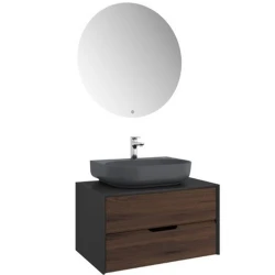 Kale Zero 2.0 80 Cm Set Antrasit Ceviz Banyo Dolabı (Oval Mat Antrasit Armatür Bantlı Lavabo) Hemen Al