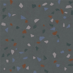 Kalebodur Gs-N8747R Terrazzo Macro Koyu Gri Rektifiyeli 60x60 R