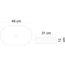 Lena E-W1002MB 49x31 Cm Mat Beyaz Tezgah Üstü Lavabo