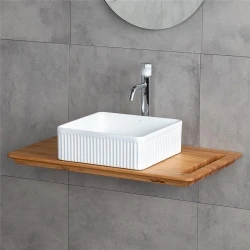 Lena E-W1003MB 37 Cm Kare Mat Beyaz Tezgah Üstü Lavabo