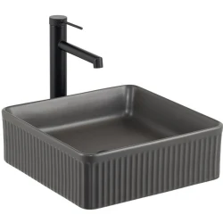 Lena E-W1003MF 37 Cm Kare Mat Füme Tezgah Üstü Lavabo