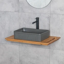 Lena E-W1004MF 50x34 Cm Mat Füme Tezgah Üstü Lavabo Hemen Al