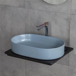 Lena E-W1202MM 60x37 Cm Mat Mavi Tezgah Üstü Lavabo Hemen Al