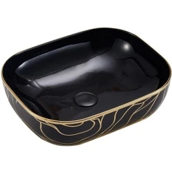 Lena EH-2031AS2 50x40 Cm Parlak Siyah-Altın Çanak Lavabo