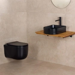 Lena ET-H5110MS Mat Siyah Kanalsız Asma Klozet Takımı
