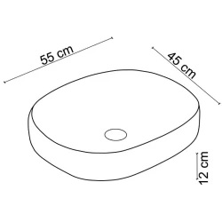 Lena EY-4712MS 55x45 Cm Mat Siyah Tezgah Üstü Lavabo