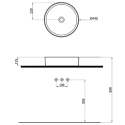 Newarc Mittes 44 Cm Tezgah Üstü Lavabo - MİT.L.044 Hemen Al