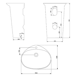 Newarc Stella Parlak Siyah Monoblok Lavabo - STE.L.085B Hemen Al
