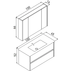 Orka Arno 100 Cm Parlak Beyaz Banyo Dolabı Takımı - 5008762