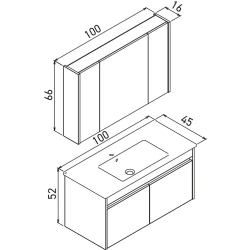 Orka Arno 100 Cm Parlak Kaşmir Banyo Dolabı Takımı - 5008764