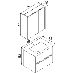 Orka Arno 65 Cm Parlak Kaşmir Banyo Dolabı Takımı - 5008773