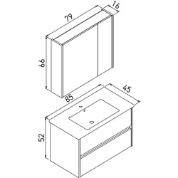 Orka Arno 85 Cm Parlak Beyaz Banyo Dolabı Takımı - 5008786