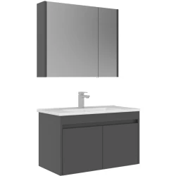 Orka Arno 85 Cm Parlak Gri Banyo Dolabı Takımı - 5008787