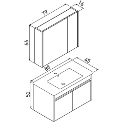 Orka Arno 85 Cm Parlak Kaşmir Banyo Dolabı Takımı - 5008788