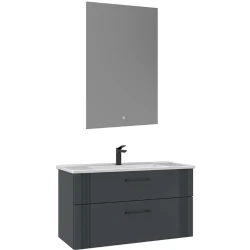 Orka Bari 100 Cm Mat Antrasit Banyo Dolabı Takımı - 5006583