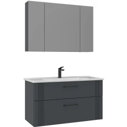 Orka Bari 100 Cm Mat Antrasit Banyo Dolabı Takımı - 5006595