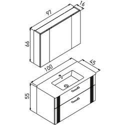 Orka Bari 100 Cm Mat Beyaz Banyo Dolabı Takımı - 5006592