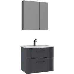 Orka Bari 65 Cm Mat Antrasit Banyo Dolabı Takımı - 5006587