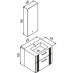 Orka Bari 65 Cm Mat Beyaz Banyo Dolabı Takımı - 5006572