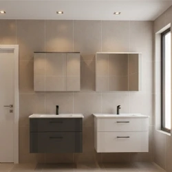 Orka Bari 85 Cm Mat Beyaz Banyo Dolabı Takımı - 5006588