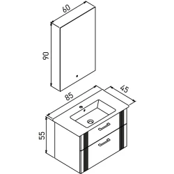Orka Bari 85 Cm Mat Lacivert Banyo Dolabı Takımı - 5007154