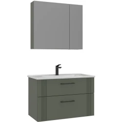 Orka Bari 85 Cm Mat Yeşil Banyo Dolabı Takımı - 5006589