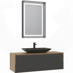 Orka Craft 120 Cm Meşe-Antrasit Banyo Dolabı Takımı - 5000146