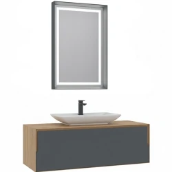 Orka Craft 120 Cm Meşe-Antrasit Banyo Dolabı Takımı - 5003433