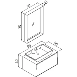 Orka Craft 80 Cm Ceviz-Antrasit Banyo Dolabı Takımı - 5003986