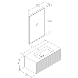 Orka Cube 100 Cm Mat Gri Banyo Dolabı Takımı