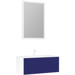 Orka Cube 100 Cm Mat Lacivert Banyo Dolabı Takımı