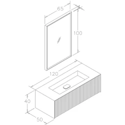 Orka Cube 120 Cm Mat Lacivert Banyo Dolabı Takımı