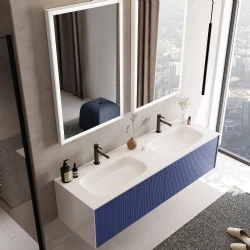 Orka Cube 160 Cm Mat Lacivert Banyo Dolabı Takımı