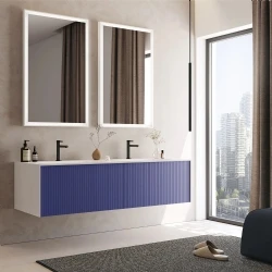 Orka Cube 160 Cm Mat Lacivert Banyo Dolabı Takımı