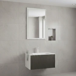 Orka Cube 80 Cm Mat Gri Banyo Dolabı Takımı