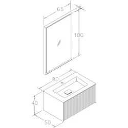 Orka Cube 80 Cm Mat Gri Banyo Dolabı Takımı