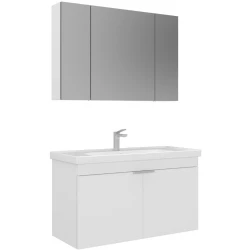 Orka Desna 100 Cm Mat Beyaz Banyo Dolabı Takımı - 5008731