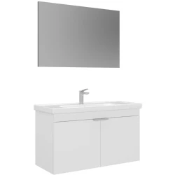 Orka Desna 100 Cm Mat Beyaz Banyo Dolabı Takımı - 5008744