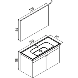 Orka Desna 100 Cm Mat Beyaz Banyo Dolabı Takımı - 5008744