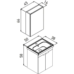 Orka Desna 50 Cm Mat Bej Banyo Dolabı Takımı - 5009176