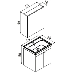 Orka Desna 60 Cm Mat Beyaz Banyo Dolabı Takımı - 5007921