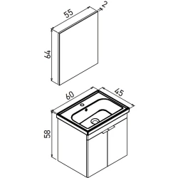 Orka Desna 60 Cm Mat Beyaz Banyo Dolabı Takımı - 5008543