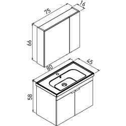Orka Desna 80 Cm Budva Banyo Dolabı Takımı - 5007915